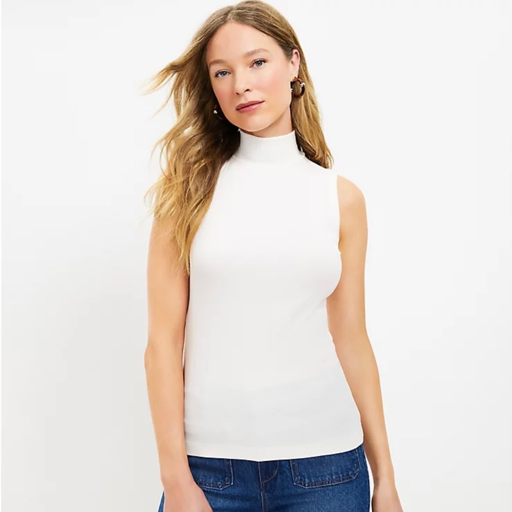 NWT Loft Ribbed Mock Neck Shell Top
